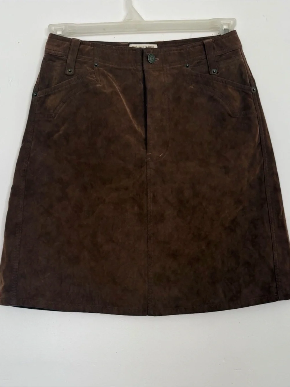Free People Chestnut Suede A-Line Skirt